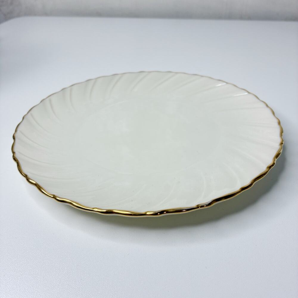 Laurent by Lenox Gold Ivory Scalloped Salad Plate 7.75" Vintage Dinnerware USA
